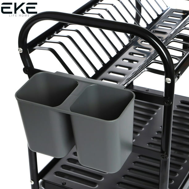 Escurridor Eke Life Home Eke07 Trastes Platos Fregadero Aluminio Negro  Moderno