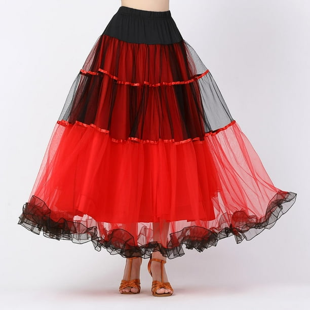 Vestido Traje de actuación de escenario con flecos Ropa Rojo Sunnimix  Vestido de baile latino para mujer