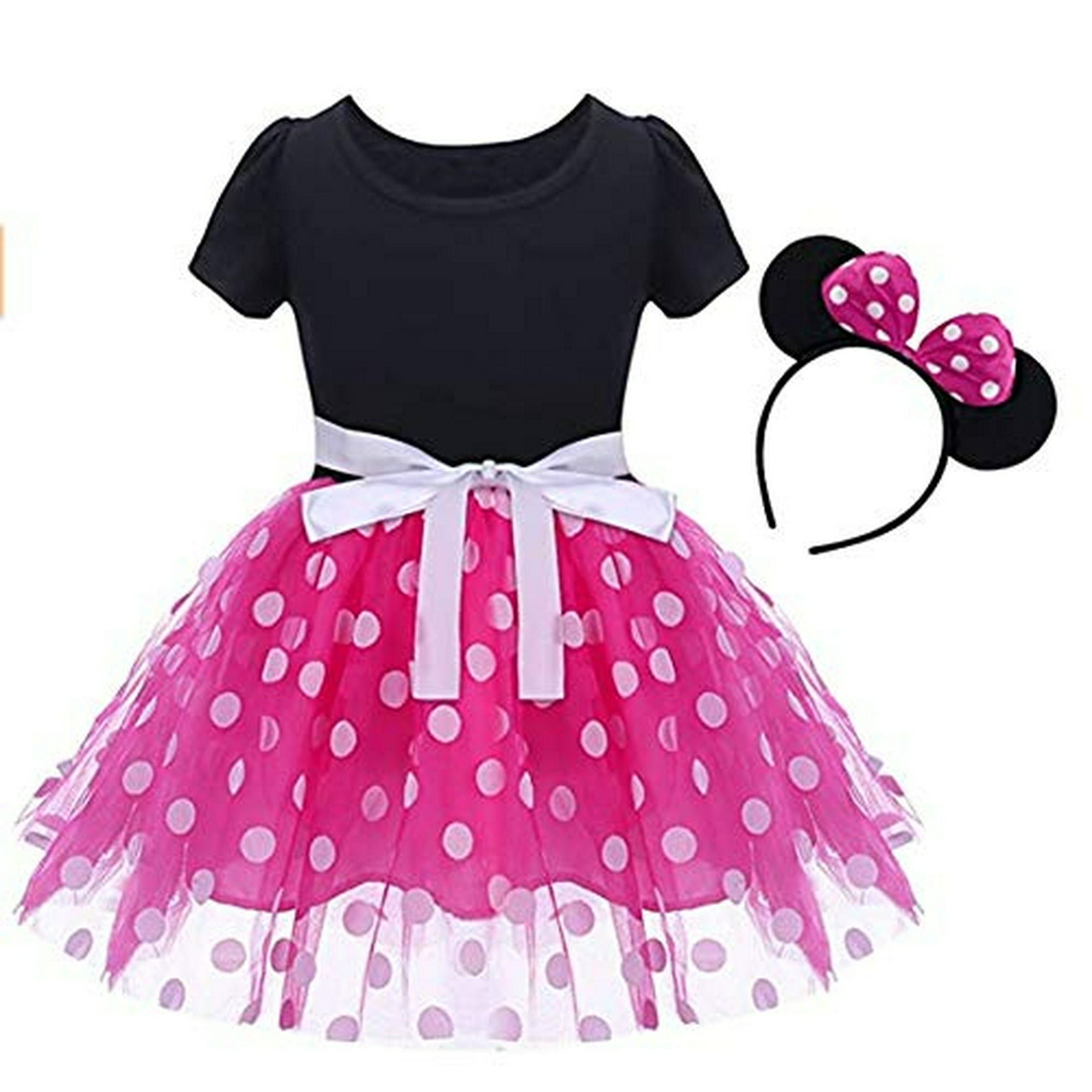 Niños Niñas Minnie Mouse cosplay Disfraz Tul Vestido con diadema Fancy  Dress