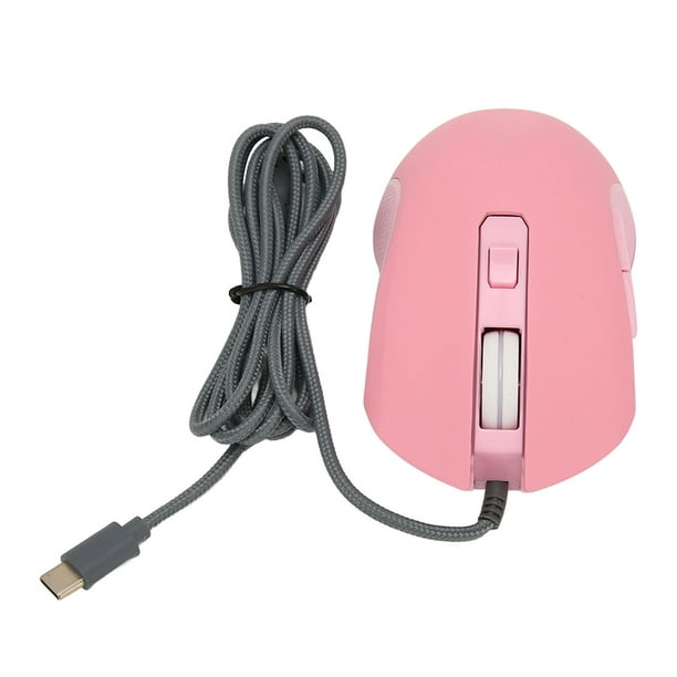 Ratón rosa para juegos, ratón USB C tipo ratón para ordenador, ratón rosa,  tecnología de vanguardia