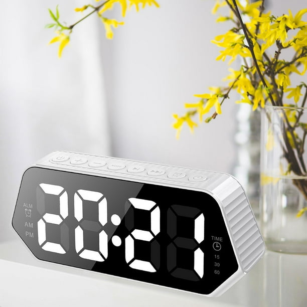 Despertador de escritorio LED digital Pantalla de espejo grande Reloj  Alarma USB