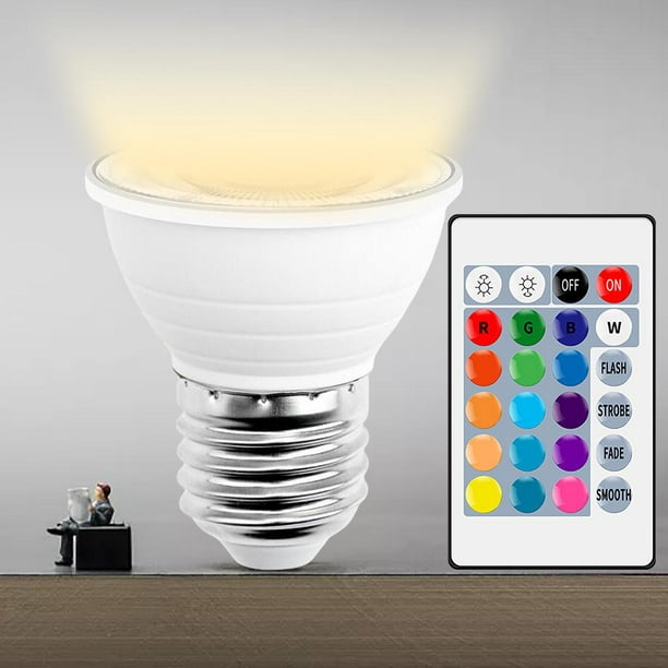 LED E27 RGB, bombilla RGB, lámpara de 16 colores, lámpara con Control  remoto de 24 teclas, decoració Zulema Bombilla de luz RGB