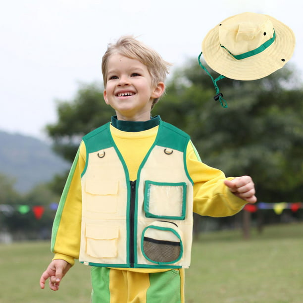 de exploración al aire libre para niño disfraces de juego de rol, conjunto  de chaleco y sombrero de accesorios de carnaval para s Verde Baoblaze  Disfraz de explorador infantil
