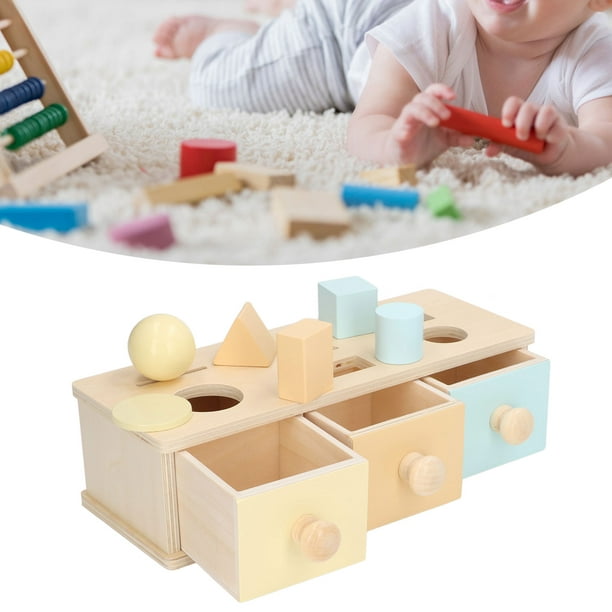 Juguetes multifuncionales de madera para bebés, caja de