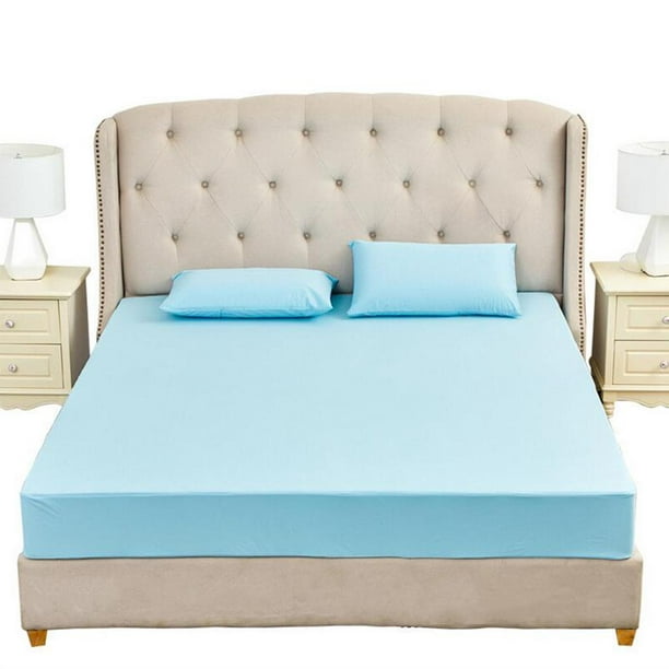Protector de colchón, protector de cama, protector de colchón, sábana de  algodón, funda de colchón gruesa antideslizante, azul cielo: 150x200+9.8