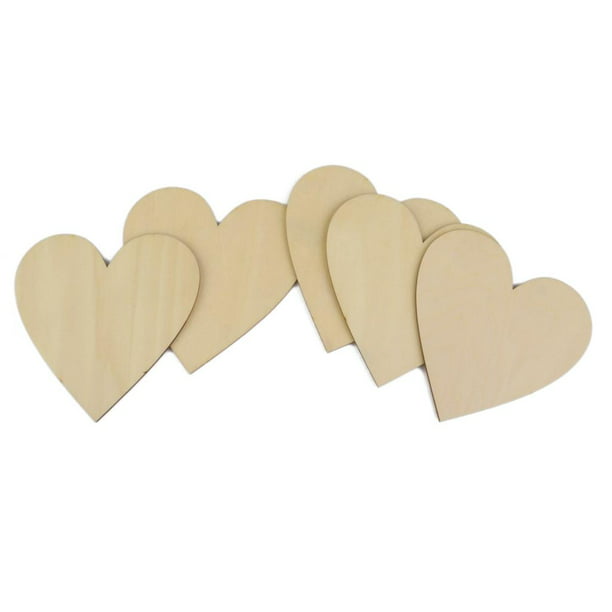 Rebanadas de madera con forma de corazones de amor, confeti de corazón de  madera, madera sin terminar, diferentes tamaños, patrón de madera rústica