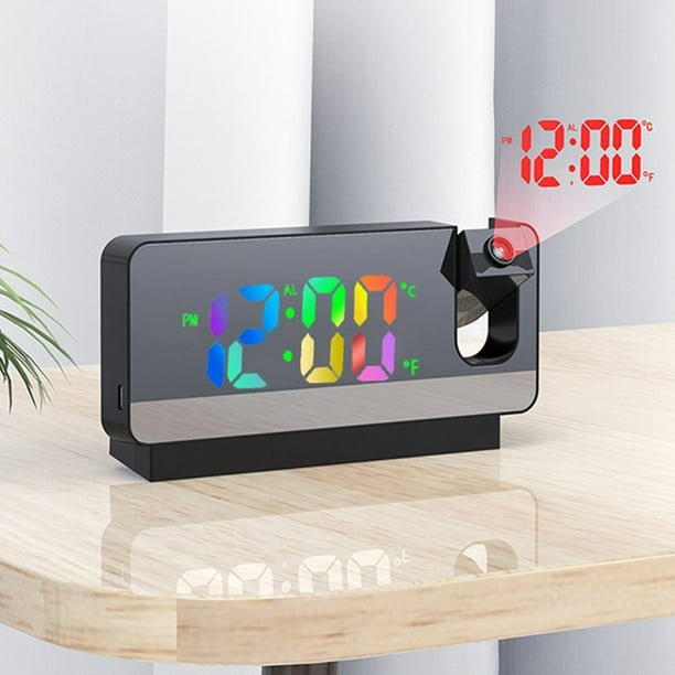 Reloj despertador digital con proyector de 180° en el techo, relojes de  escritorio para dormitorio y oficina