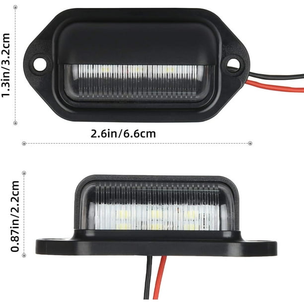 2 uds., Luz LED para matrícula impermeable, 6 luces traseras LED SMD,  lámpara para matrícula para