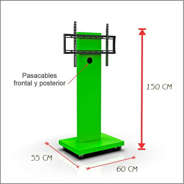 Soporte para TV de 32 hasta 55 pulgadas en pedestal con ruedas Acacia