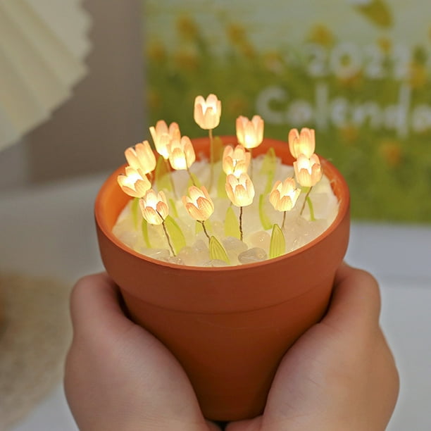 Tulipanes de luz LED, Lámpara de Escritorio tulipán, luz de