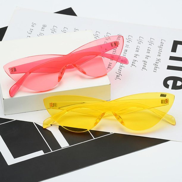 Gafas de Sol Rectangulares Sin Montura Gafas de Sol Cuadradas para Mujer,  Gafas Lente Amarillo Pierna Dorada jinwen gafas de sol sin montura