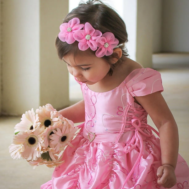 Turbante bebé con flor seca y rosas