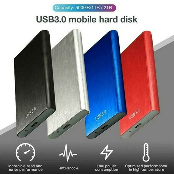 Disco duro externo portátil ultra delgado de 1 TB, USB 3.0, negro, para Mac  y PC, estación de trabajo de escritorio, PC, portátil, Playstation, Xbox