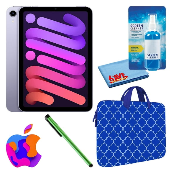 refurbished apple ipad mini 6 2021 256gb wifi purple mk7x3lla bundle with blue moroccan zip apple mk7x3lla