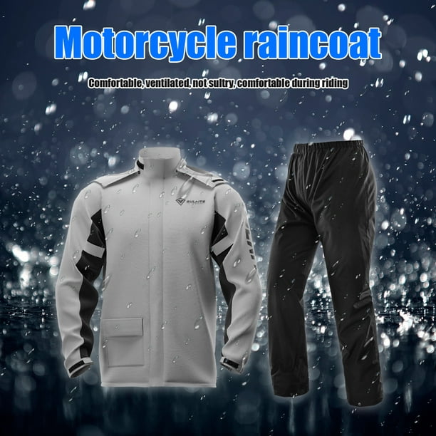 SULAITE-chubasquero para motocicleta para hombre, traje de lluvia  reflectante, chaqueta, pantalones, impermeable para motociclista