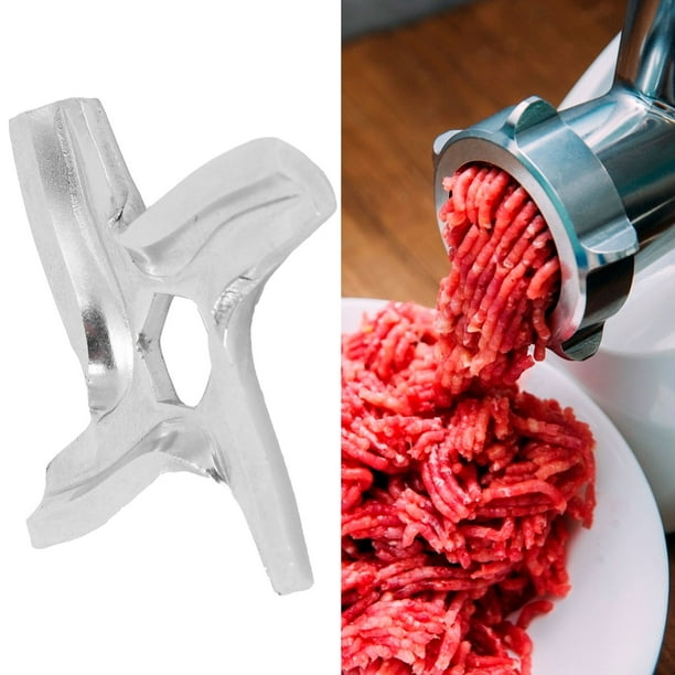 Picadora eléctrica de carne con cuchilla y placa.