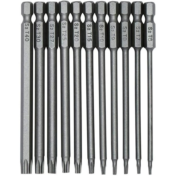 Punta de destornillador Torx gris T6 T8 T10 T15 T20 5 piezas 6,35