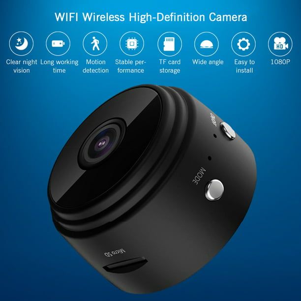 Mini cámara espía oculta WiFi pequeña cámara de video inalámbrica con audio  Full HD 1080P visión nocturna sensor de movimiento detección soporte