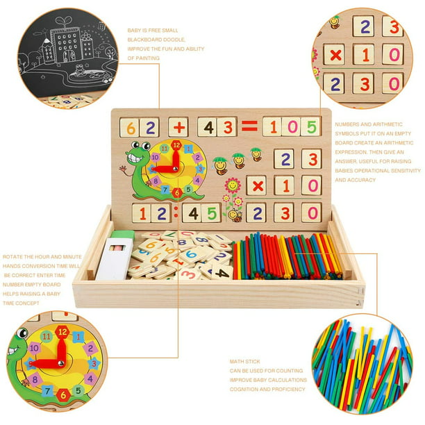 Juguetes de matemáticas, caja de aprendizaje de madera, juego de