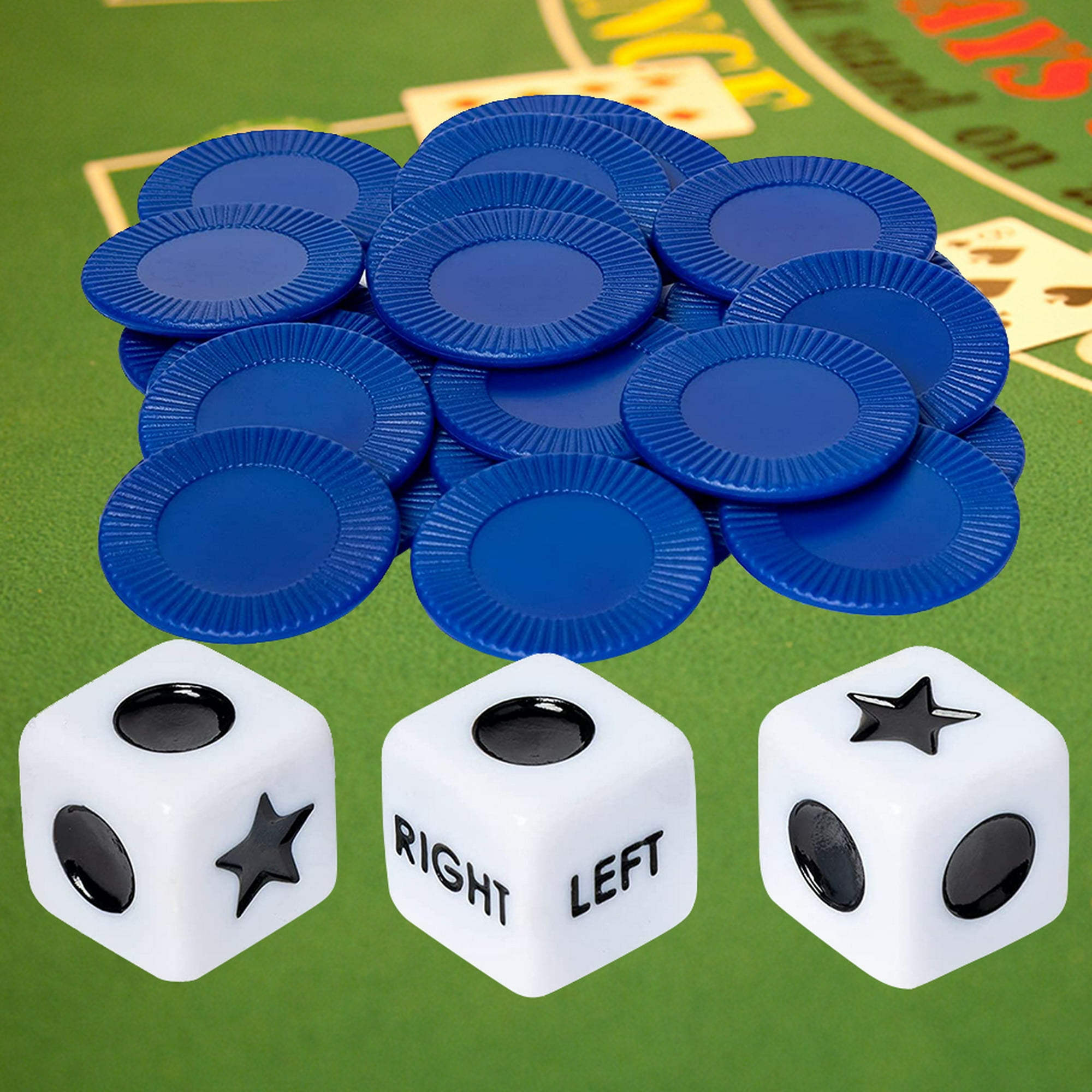 Conjunto de Jogo de Dados LCR, Portátil 3 Jogadores Acrílico Esquerda  Direita Conjunto de Dados 3 Dados 24 Fichas Jogos de Dados para Festas de Amigos  Jogos de Beber Jogos e