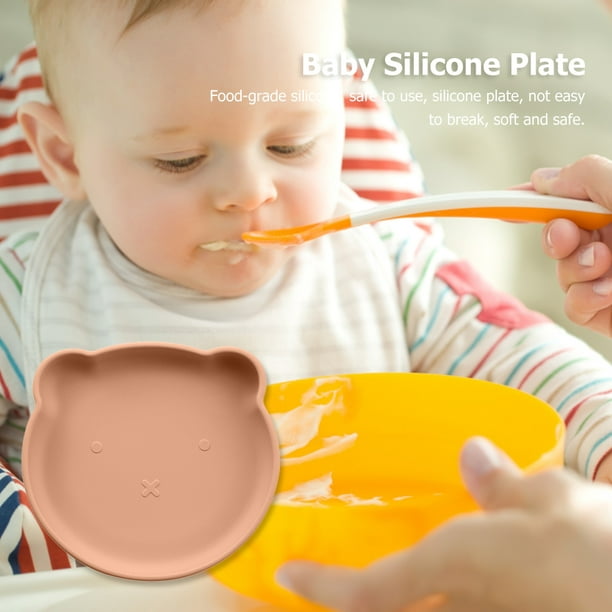 Platos para niños, cuenco de alimentación con ventosa de silicona para bebés,  plato de comedor para niños (rojo) Tmvgtek Para estrenar