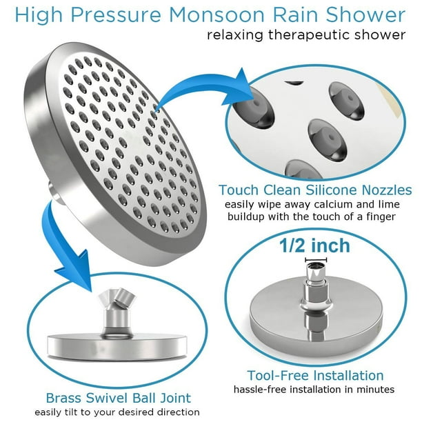 Cabezal de ducha - Lluvia de alta presión - Aspecto moderno de