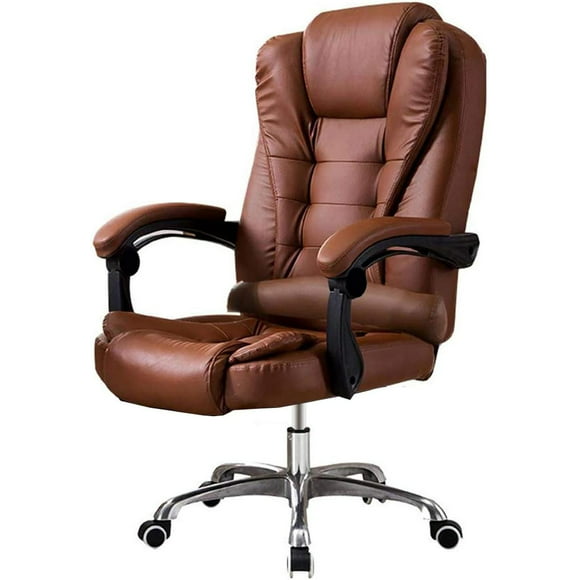 silla ejecutiva ergonómica de vini piel con altura ajustable de escritorio comoda sillón para oficina con ruedas giratorias 360 grados lumax color marrón