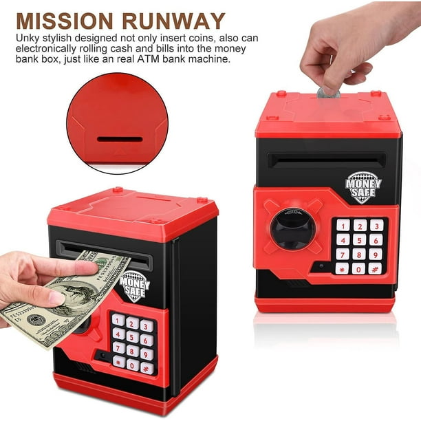 Hucha electrónica de dibujos animados con contraseña de cajero automático  para efectivo, moneda de desplazamiento automático, caja de ahorro de  dinero