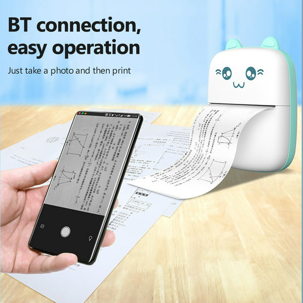 Impresora portátil, mini impresoras térmicas inalámbricas Bluetooth de  bolsillo con 6 rollos de papel de impresión