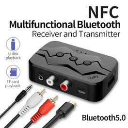 Receptor Bluetooth Audio, Adaptador Bluetooth 5.0 Cable , Cancelación de  Ruido, Enlace Dual Receptor Macarena Receptor bluetooth