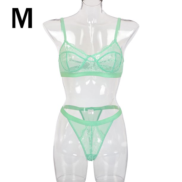 Conjunto De Ropa Interior Con Encaje Verde Agua