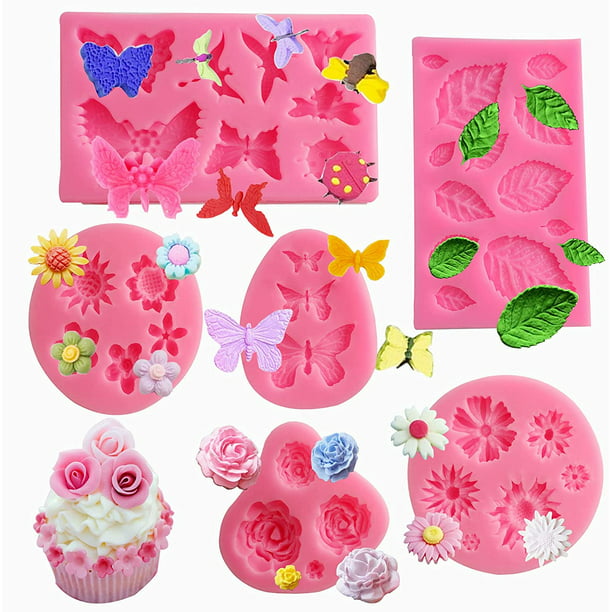 SIENON Moldes de silicona de 33 cavidades con diseño de rosas y hojas, para  manualidades, decoración de cupcakes, jabón, arcilla polimérica, proyectos