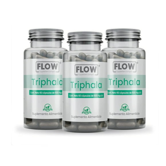 suplemento flow  3 pack de triphala con 90 capsulas de 500mg