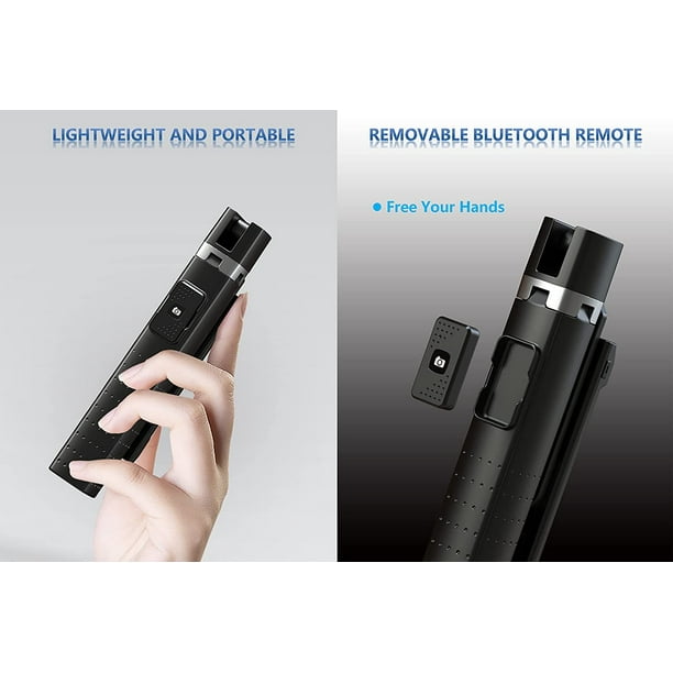 Palo selfie de 44.9 pulgadas con trípode reforzado, 2 luces de relleno,  trípode extensible y portátil para teléfono con control remoto, compatible  con