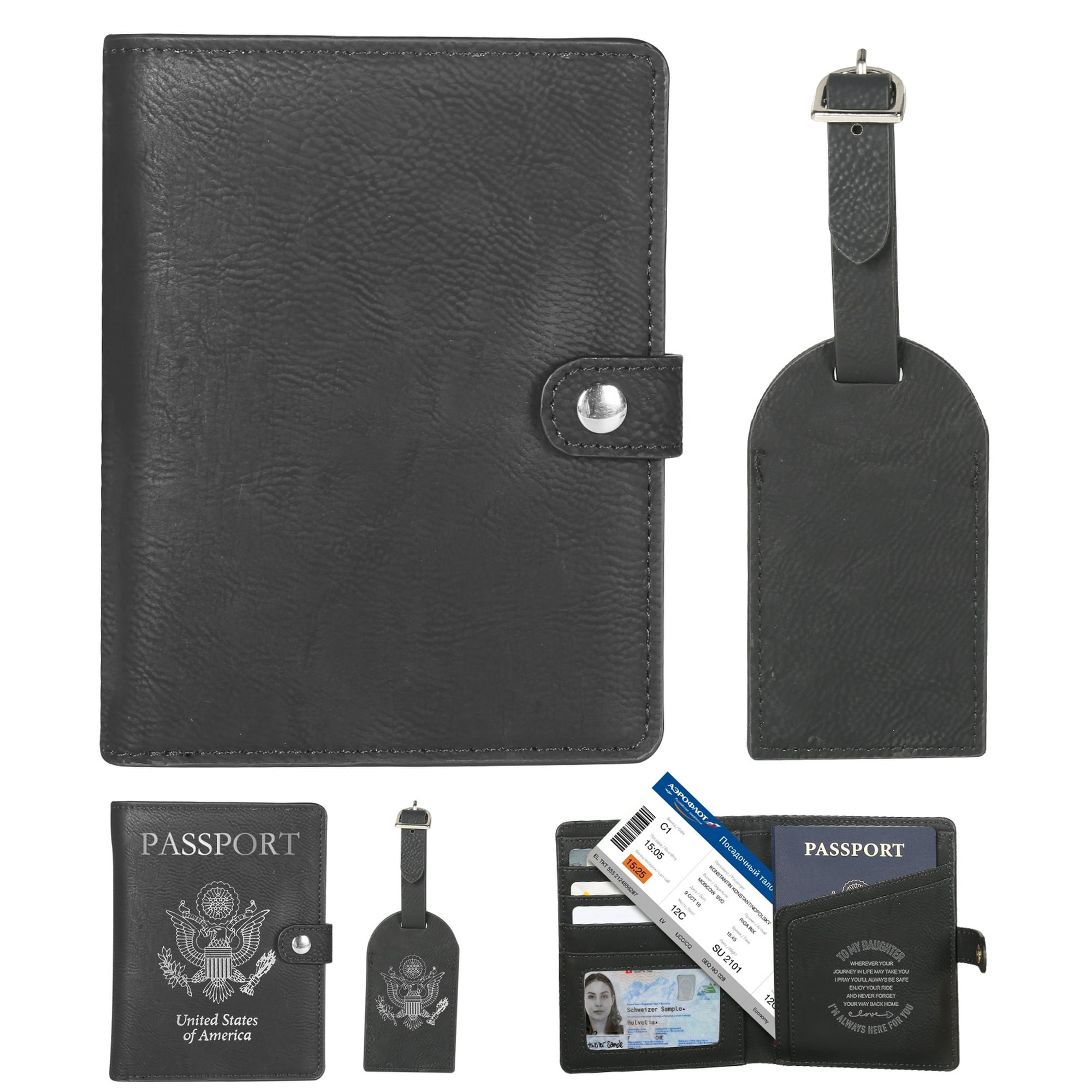 Juego de etiquetas personalizadas para pasaporte y equipaje, juego de  etiquetas de cuero personalizadas para pasaporte y equipaje, etiqueta de