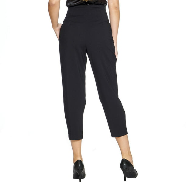Pantalones de vestir profesionales de cintura alta para mujer, pantalón  informal, Delgado, suelto, de talla grande y nueve, color negro - AliExpress