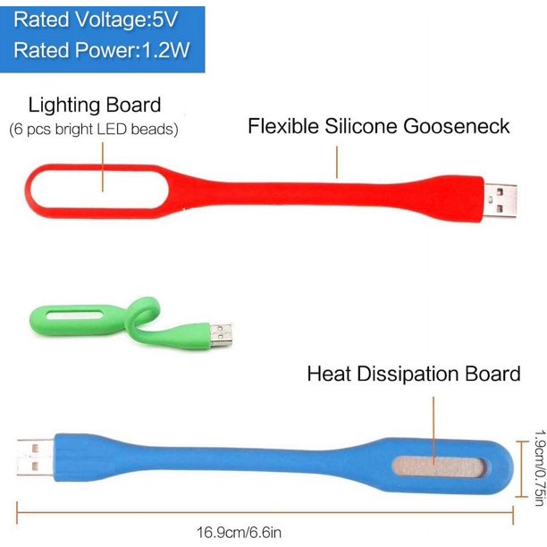 Mini Lamparas USB Portatil,Luz para Teclado USB,Luz USB,12 Piezas Lámpara  USB,Luz Ordenador,Luz LED Flexible,PC Lamplampara PC,Lámpara USB  Flexible,Mini lámpara de lectura USB LED Portátil(6 Colores) : :  Iluminación