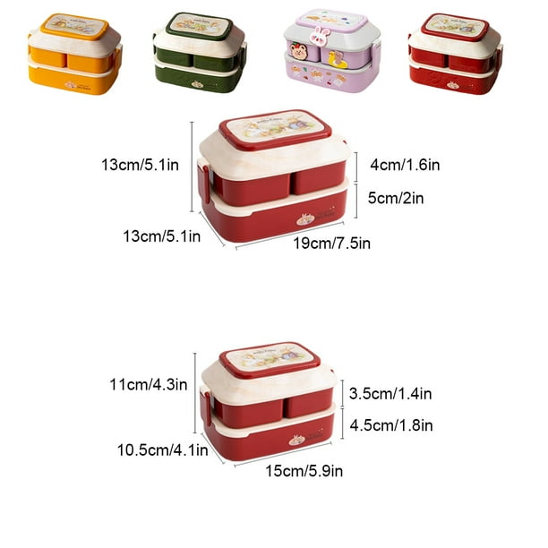 Naiovety Fiambrera Compartimentos adorables Cajas de almacenamiento Bento  Contenedores de conservación Cocina y Comedor Rojo L