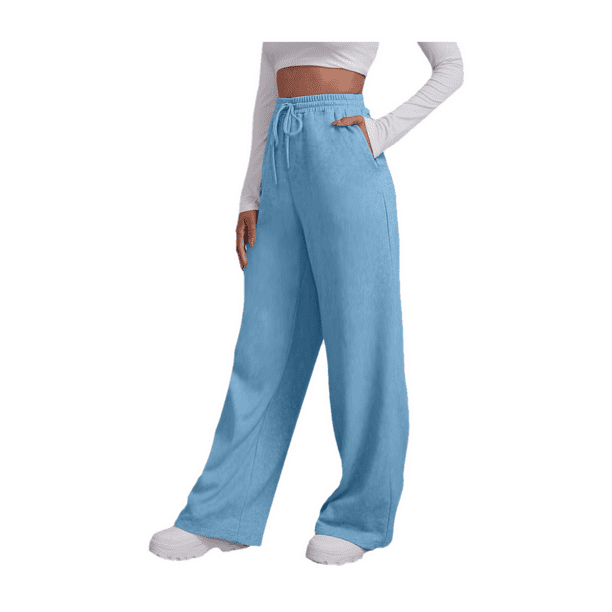 Gibobby Pantalones para mujer para el frío Pantalones de chándal con forro  polar para mujer, pantalones anchos y rectos, pantalones de correr(Azul  claro,G)