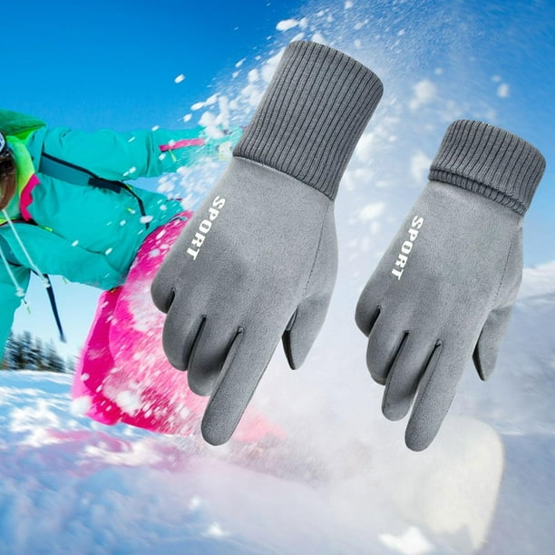 Guantes deportivos cálidos de invierno, antideslizantes térmicos con  pantalla táctil de ante a prueba para patinaje en clima frío, Mujer Hugo  Guantes cálidos de invierno