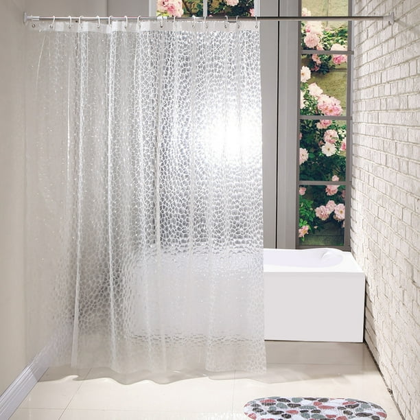 Cortina de ducha antimoho con imán de peso debajo, cortina antibacteriana  impermeable de EVA cúbica 3D transparente para ducha y bañera Xemadio  MZQ-0804-2
