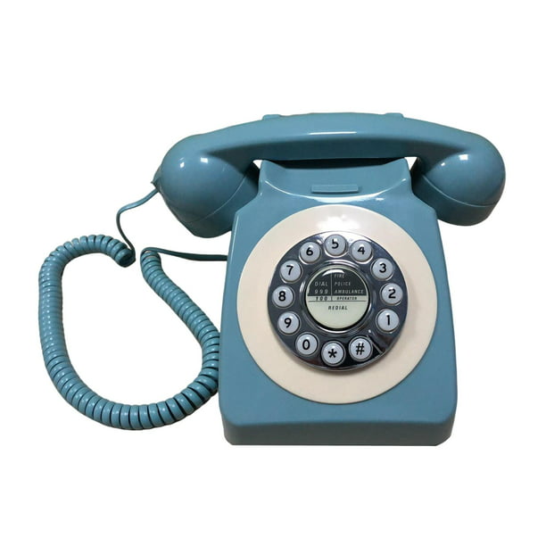 Teléfono fijo retro Teléfono antiguo vintage Diseño giratorio Teléfono de  escritorio con cable Cable Baoblaze Teléfono fijo retro