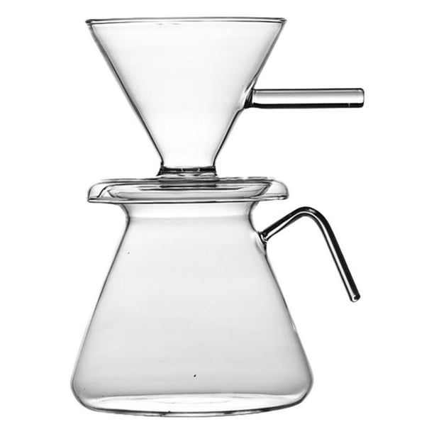 Cafetera de vidrio para verter sobre café, cafetera transparente de 13.5 fl  oz, cafetera de vidrio con filtro de acero inoxidable, gotero manual de