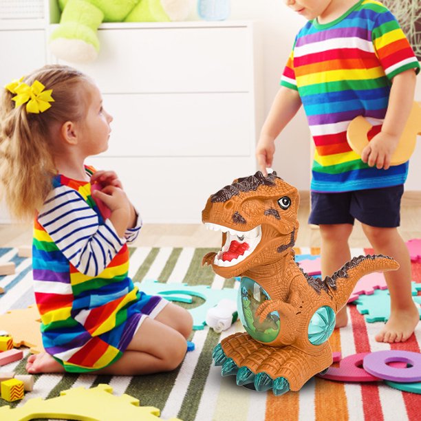 Juguetes de dinosaurio para niños de 2 a 5 años, luces intermitentes y  juguetes musicales de rugido para niños de 3 años, 3 autos de dinosaurios