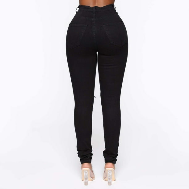 Gibobby Pantalones mujer cintura alta Jean de cintura alta Pantalones  rectos sueltos retro sueltos Pantalones (Negro, XL)