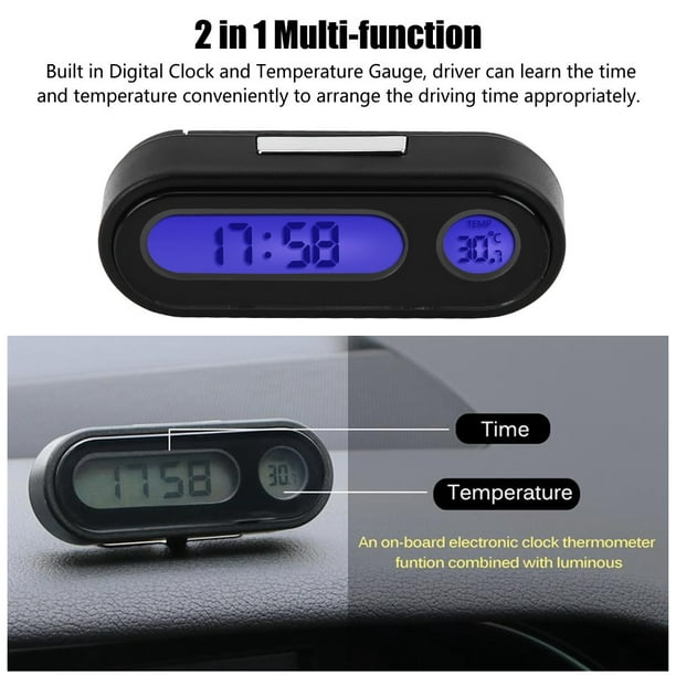 Termómetro LED para coche, reloj eléctrico Digital, medidor de voltímetro  de temperatura, reloj con luz, accesorios