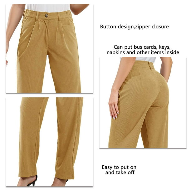 Pantalones de talle alto pantalones plisados bolsillo botón suelto elegante  para ir de compras citas ANGGREK Otros