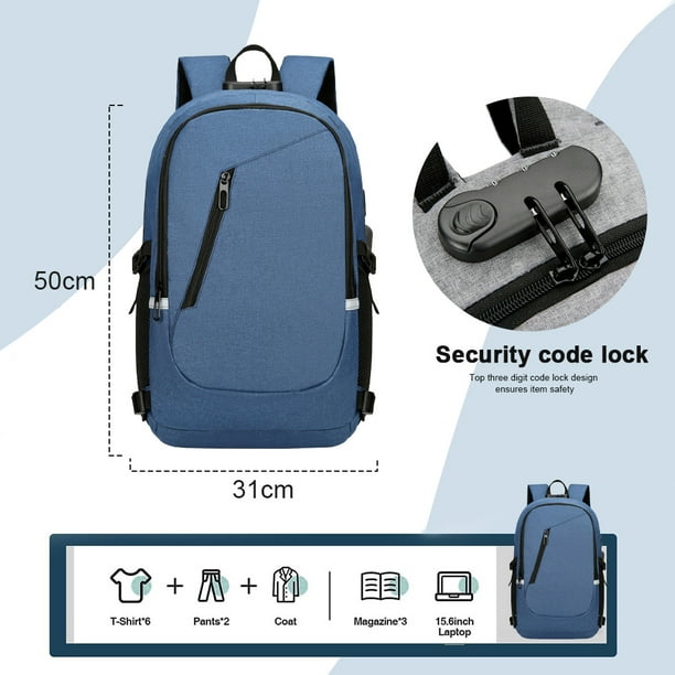 Mochila de viaje para portátil mochila impermeable antirrobo con candado y  puerto de carga USB Zhivalor BST3023063-3