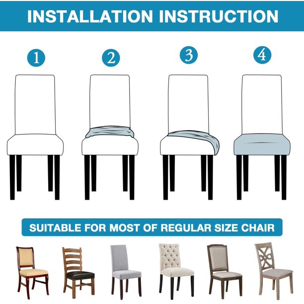 Fundas para sillas de comedor a rayas, funda elástica lavable para