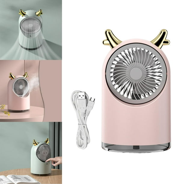 ventilador de aire acondicionado, ventilador de refrigeración, Mini  ventilador portátil USB recargable, ventilador de nebulización de escritori  Rosa BLESIY Mini ventilador de aire acondicionado
